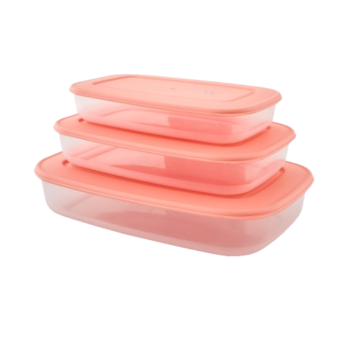 Набір контейнерів для харчових продуктів прямокутний прозорий/абрикосовий Алеана Житомир - изображение 1