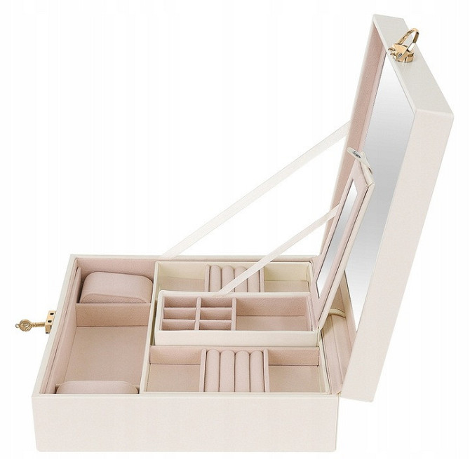 Скринька - футляр для зберігання прикрас з ключем Beautylushh (8895) Beige Нововолинськ - фото 5