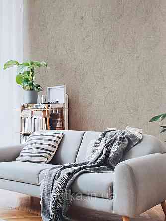 Шпалери метрові вінілові на флізеліні A.S.Creation Sylvana 1.06x10 листя штукатурка коричневе срібло 79125-2 Київ