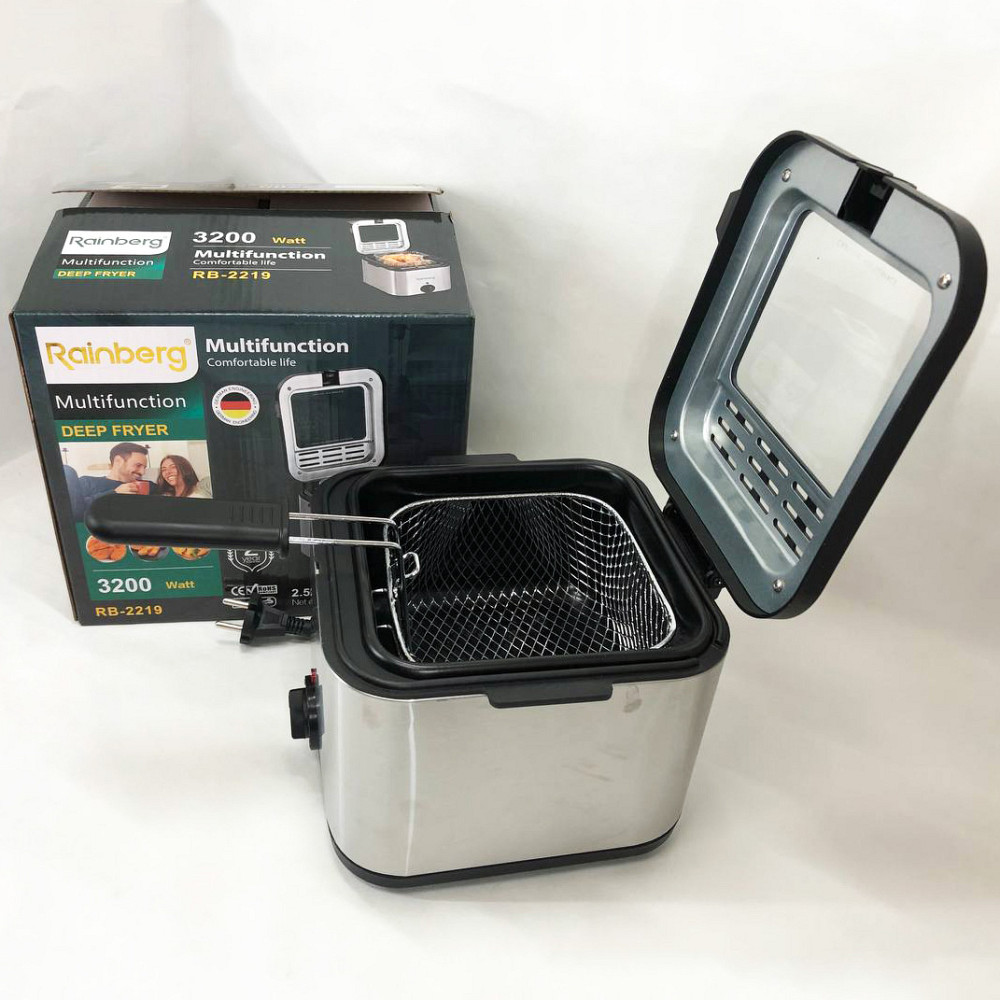 Фритюрница для дома Rainberg RB-2219 с терморегулятором и съемной чашей электрофритюрница мини фритюрница ZV-48 Львов - изображение 4
