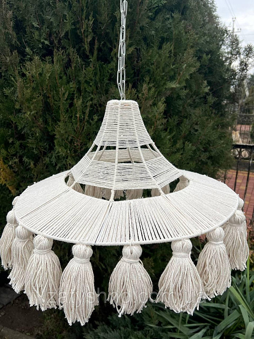 Люстра плетеная белая  с бавовняной нити Киев - изображение 9