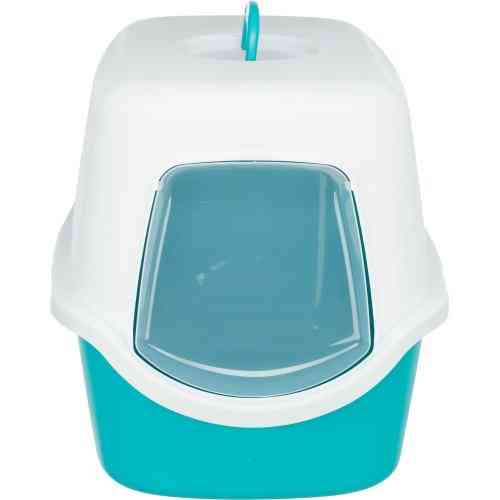 Туалет Trixie Vico для кошек с колпаком-крышкой дверцей и ручкой пластиковый бирюзовый/белый 40х40х56 см Киев