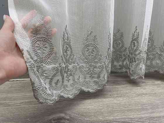 Тюль VR-Textil 1461т Бамбук с вышивкой Молочный с серым 400х270 см (42-0680) Киев