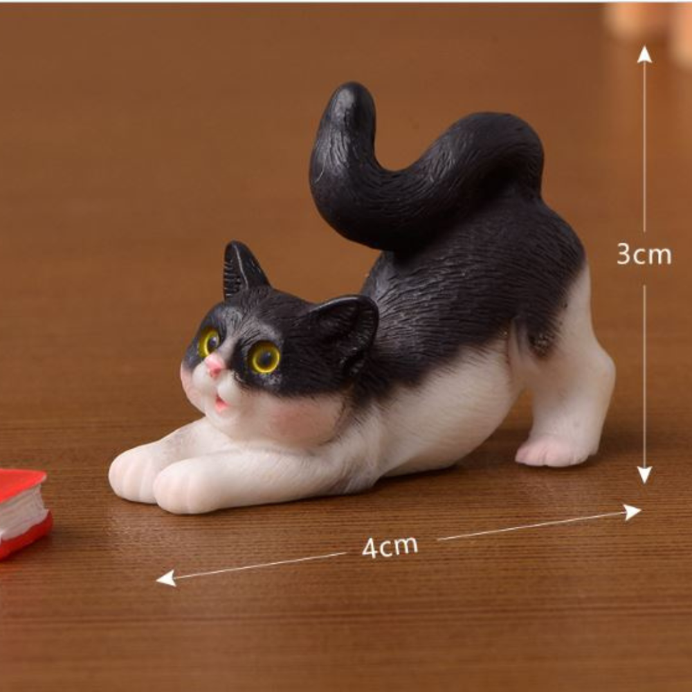 Декоративна фігурка Котик з книгою для флораріуму, моссаріуму, кашпо, міні-саду, мікроландшафту Чорно-білий 2 Одеса - фото 1