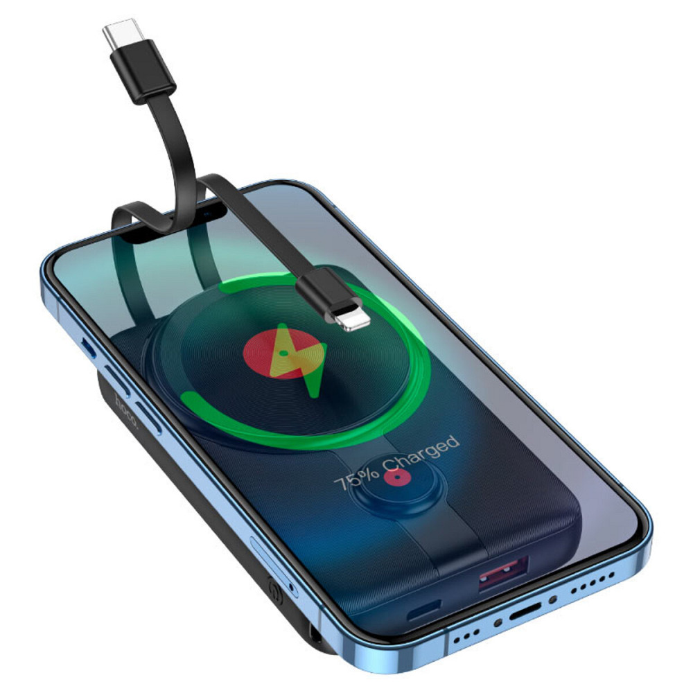 Зовнішній акумулятор HOCO J92 Path 22.5W fully compatible magnetic cable power bank(10000mAh) Black Киев - изображение 3