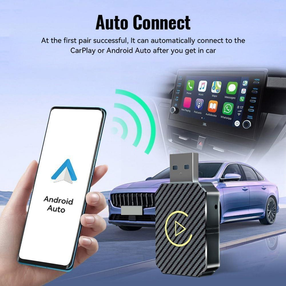 CarPlay Android Auto Бездротовий адаптер 2-в-1 з WiFi Bluetooth, Карплей для авто iOS 10+ Android 11+ USB Київ - фото 4