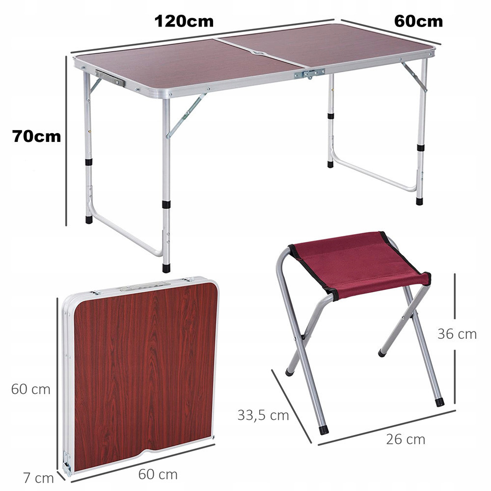 Складаний стіл для пікніка 4 стільці,120х70х60см,Коричневий SBR Київ - фото 8