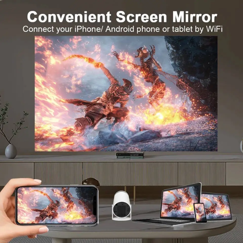 Проектор HY300 Pro | Wi-Fi, Android, Full HD, Smart LED 4K підтримка  Компактний проектор для дому, кіно, ігор Киев - изображение 10
