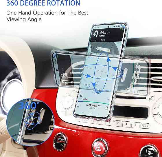 Автомобільний тримач для телефону на панель приладів для Fiat 500 (2010–2015), з алюмінієвого сплаву, на вентиляційну решітку Київ