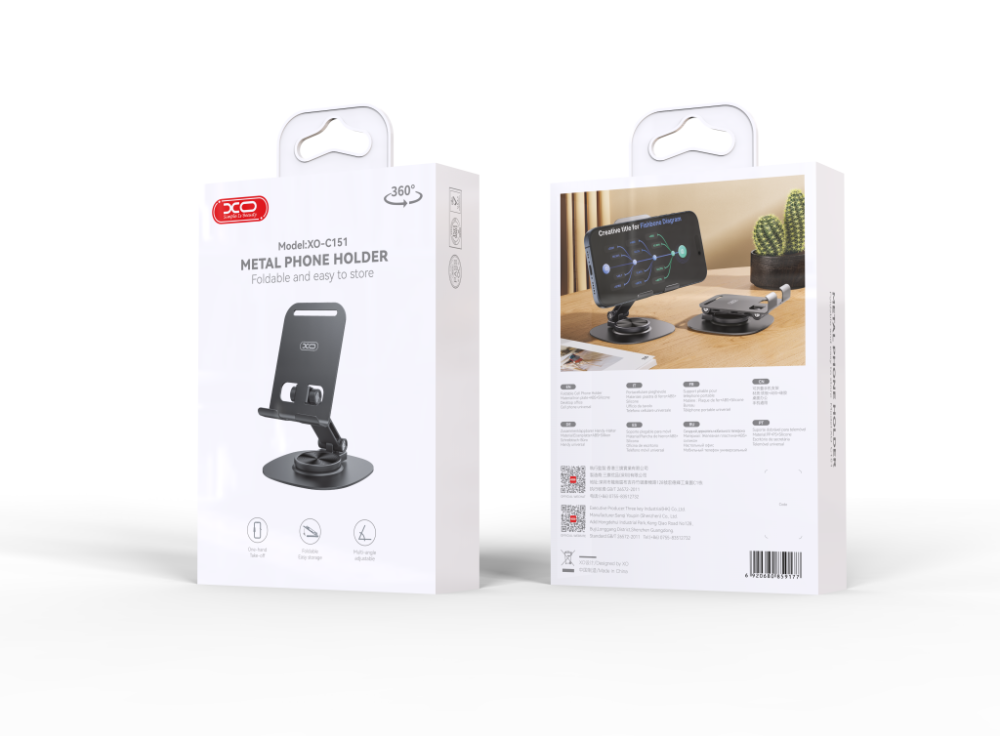 Універсальна поворотна підставка для телефону XO C151 Black (7109740) Київ - фото 6