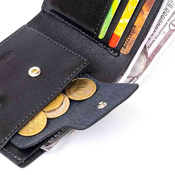 Портмоне вертикальное с круглым магнитом на два отделения GRANDE PELLE 11306 Черное Киев