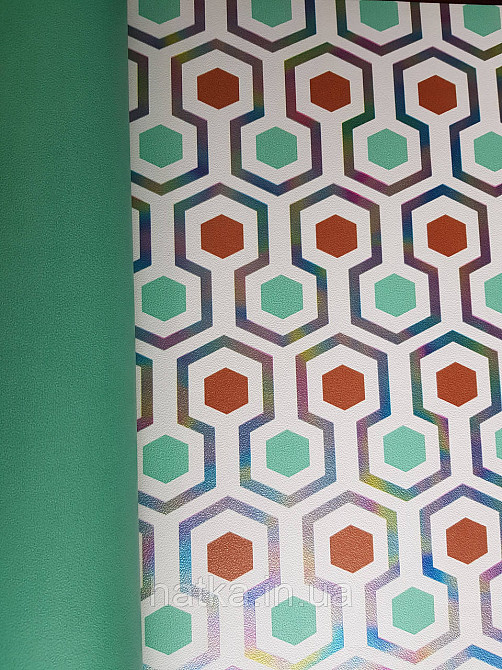 Шпалери флізелінові Decoprint Good Vibes 0.53х10 молодіжні дитячі геометрія смуги фігури коричневі зелені Київ - фото 2