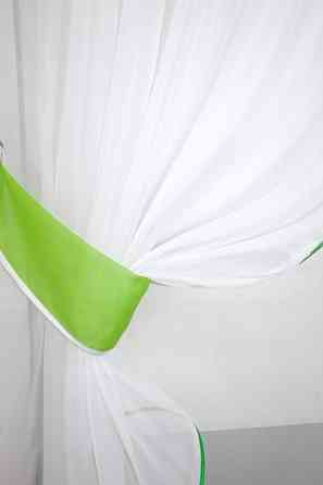 Кухонні штори VR-Textil № 091к з ламбрекеном і підв'язками салатовий з білим 280х170 см (52-0255) Київ