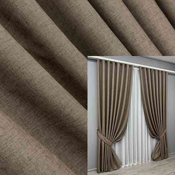 Комплект готовых штор VR-Textil Лен ALORA-TON № 1873ш Какао 100х270см 2 шт (31-936) Киев