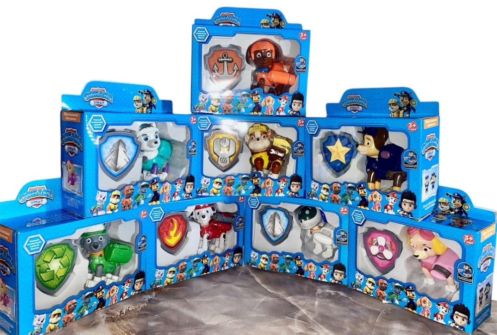 Фигурки Герои Щенячий Патруль с значком, Чейз, Гонщик, Скай, Кремез. Харьков - изображение 1