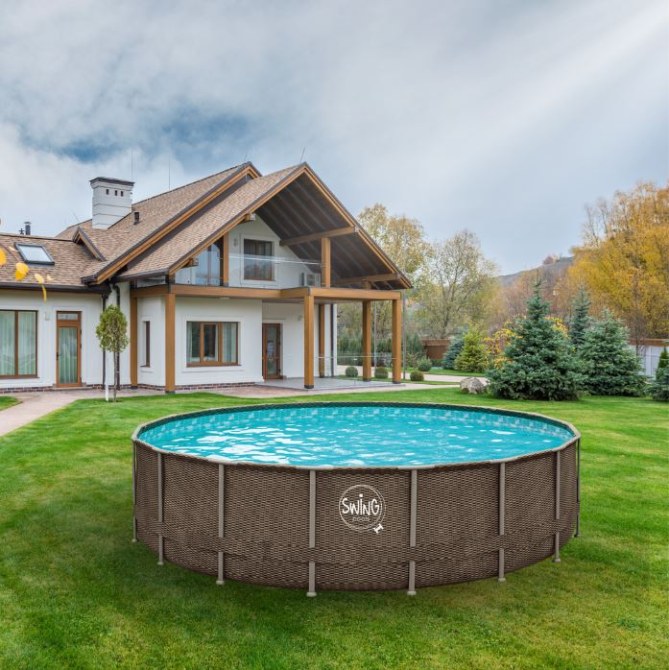 Бассейн каркасный 4.88х1.22 м без фильтра. AZURO SWING Wicker dark (Double Rattan) Киев - изображение 1