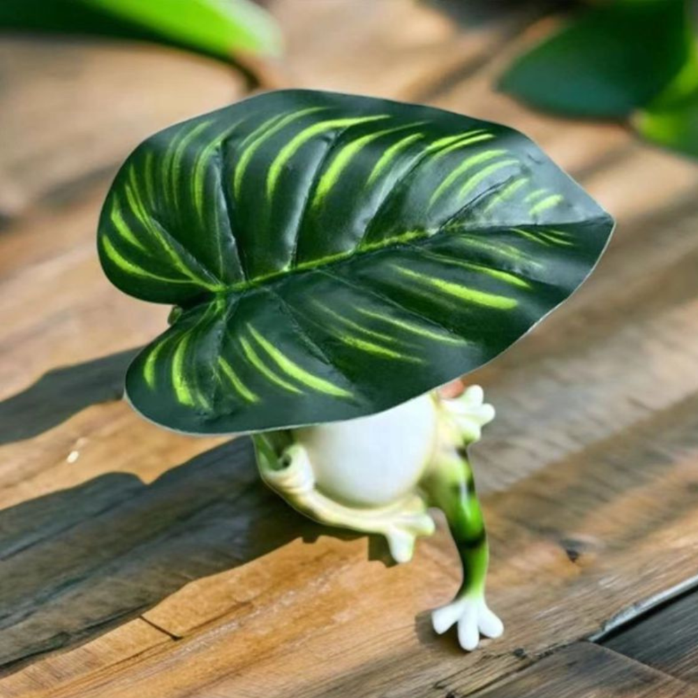 Садова фігурка Жаба під листом 28 х 12 Полістоун Одеса - фото 4