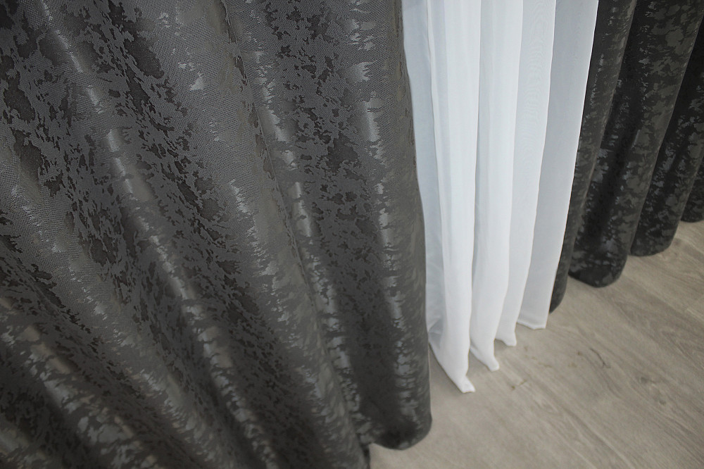 Комплект штор на люверсах VR-Textil Лен мрамор Pavliani ХО № 1267ш Серо-коричневый 150х250 см 2 шт (37-0100) Киев - изображение 7