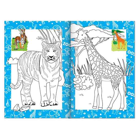 Книжка розмальовка "Зоопарк веселий" РМ-48-41 с цветными подсказками Вінниця