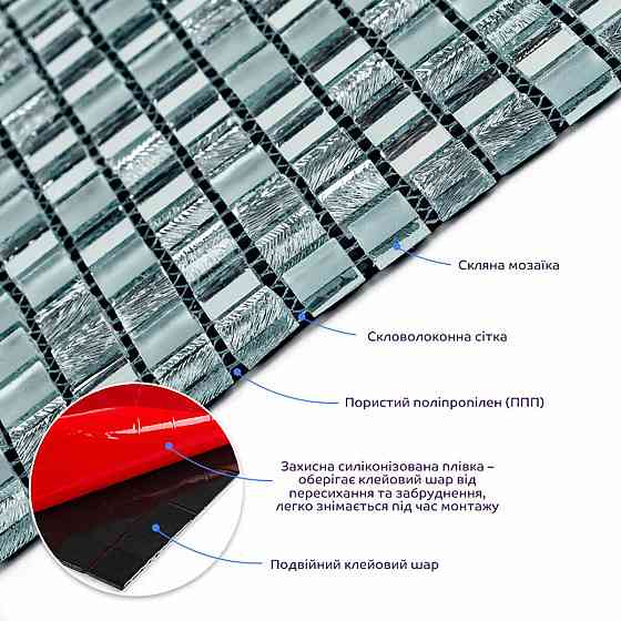 Дзеркальна мозаїка срібляста Київ