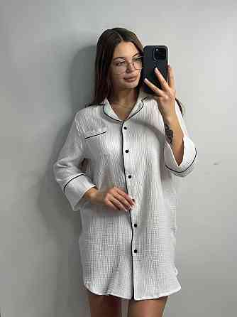 Женская муслиновая ночная сорочка Белый XL-2XL Харьков