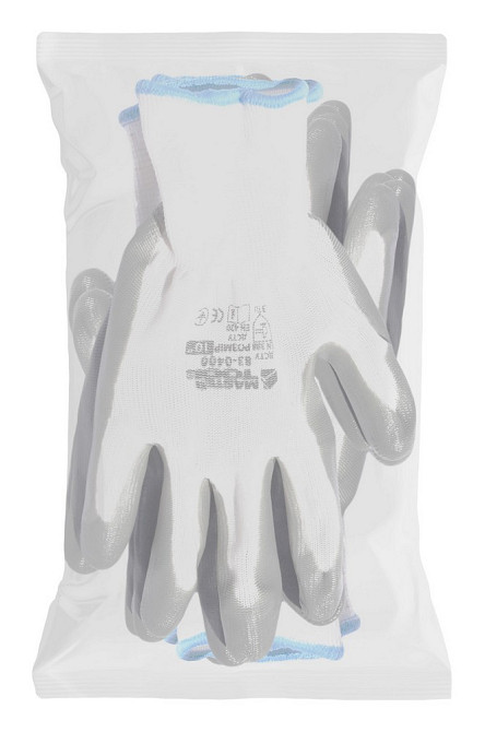 MASTERTOOL Рукавички трикотажні безшовні MASTERTOOL нітрилове покриття долоні 10" 12 пар біло-с Коломия - фото 2
