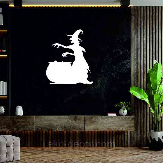 Декоративное настенное 3D Панно «Ведьма», Декор на стену с объемом 90*71 см, Белый Киев