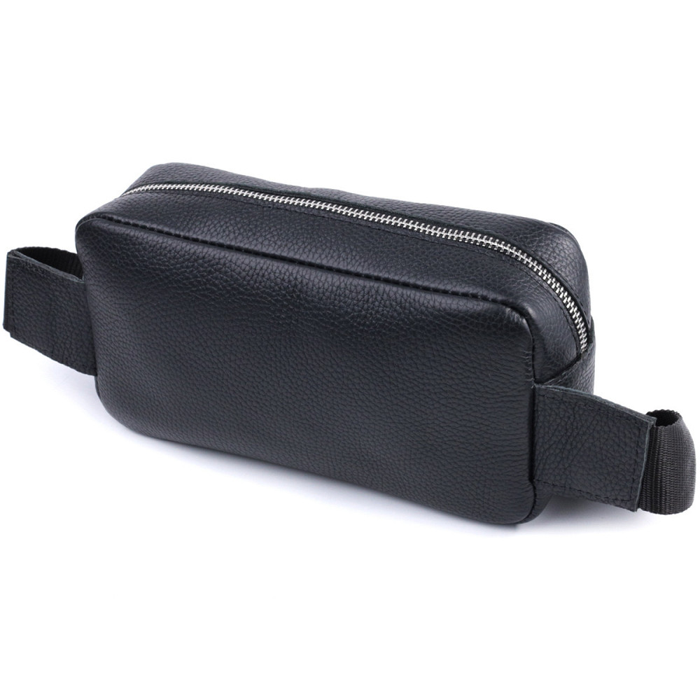 Чоловіча сумка-бананка з натуральної шкіри флотар Shvigel 22826 Чорна Київ - фото 2