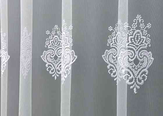 Тюль фатин с вышивкой и люрексом цвет холодный белый 1571т Киев