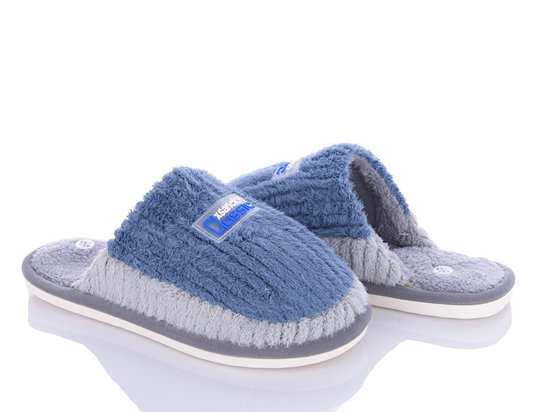 Мужские домашние тапочки махра закрытый носок синий серый 41 Одесса - изображение 2