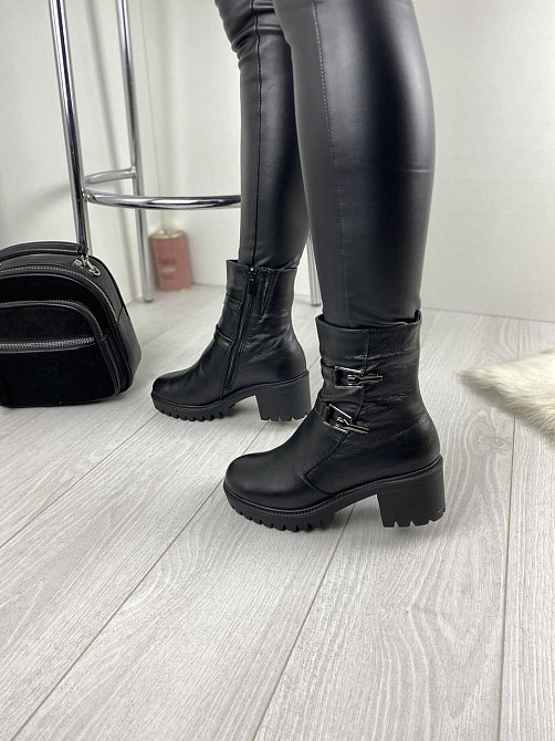 Черевики жіночі ARLETT чорні натуральна шкіра з хутром висота 14 см (Б321) Коломия - фото 5