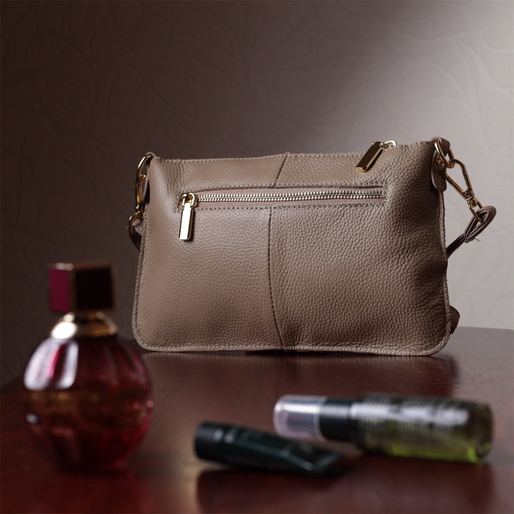 Женская сумка-клатч с двумя ремнями из натуральной кожи Vintage 22643 Бежевая Киев - изображение 10