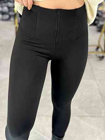 Женские теплые лосины с корсетным поясом на крючках рубчик с начесом 46/48 Одесса