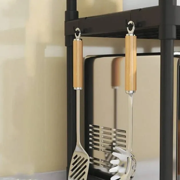 Кухонна полиця органайзер під мікрохвильовку з гачками етажерка настільна для побутової техніки Одеса - фото 5