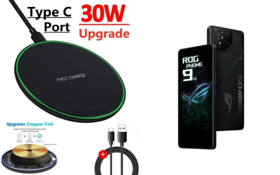 Бездротовий зарядний пристрій Copper до 30W для ASUS ROG Phone 9 FE, USB-C, LED Київ