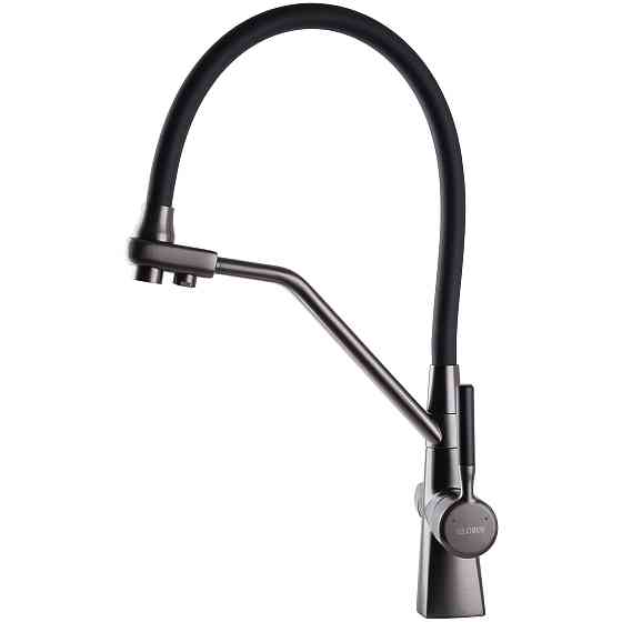 Змішувач для кухні під осмос Globus Lux GLLR-0700-L-11-01 гофрований  на гайці латунь, Графіт-Чорний Київ
