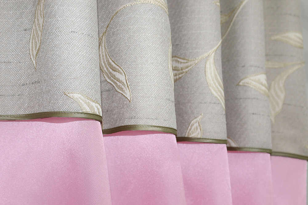 Кухонні штори VR-Textil № 073к з ламбрекеном і підхватами рожевий з світло-сірим 270х170 см (52-0295) Київ - фото 5