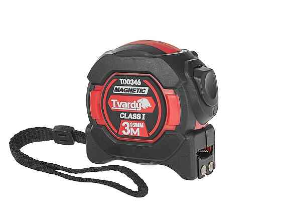 Рулетка нейлонова "Tvardy" двостороння з магнітом та автостопом 3 м/16 мм, КЛАС I Київ