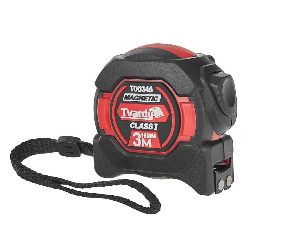 Рулетка нейлонова "Tvardy" двостороння з магнітом та автостопом 3 м/16 мм, КЛАС I Київ - фото 1
