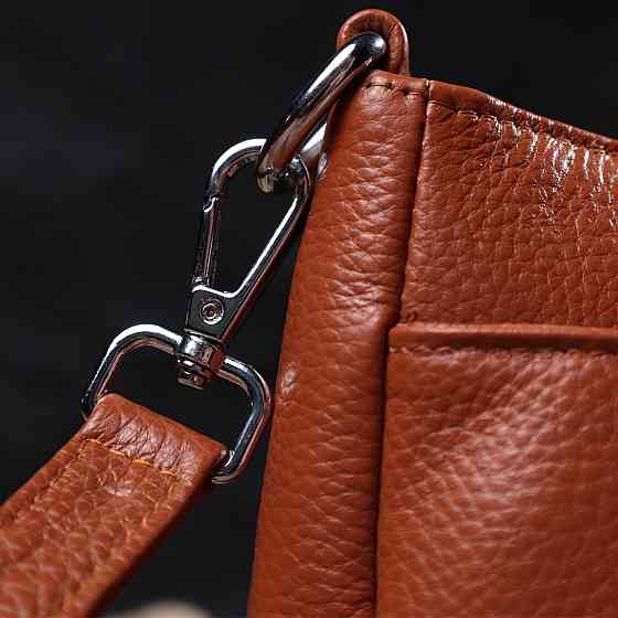 Сумка для жінок середнього розміру на три відділення з натуральної шкіри Vintage 22804 Рудий Київ