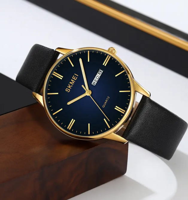 Годинник чоловічий класичний Skmei 2250 (Чорний із золотистим корпусом) Київ - фото 2