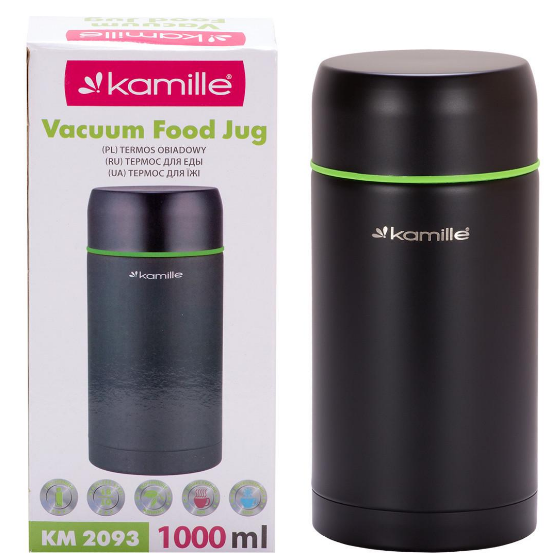 Термос харчовий 1000мл нержавіюча сталь чорний KAMILLE 2093 Житомир - изображение 9