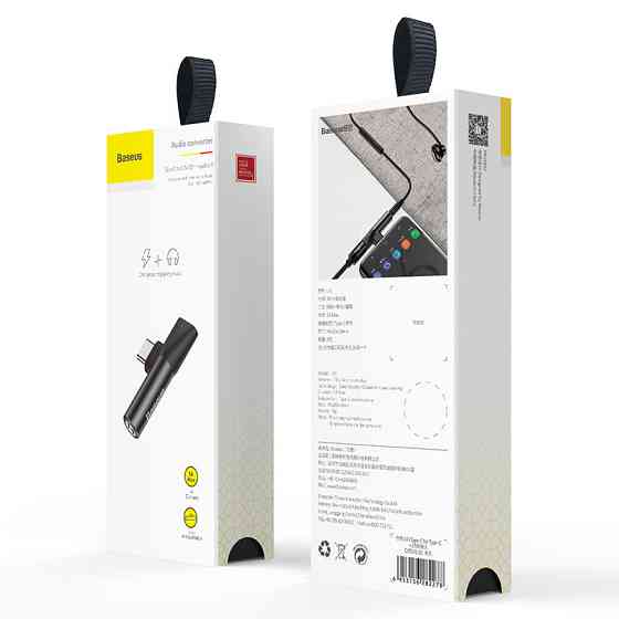 Кабель-перехiдник Baseus L41 Type-C(input) for Type-C female connectors+3.5 mm female Black Київ