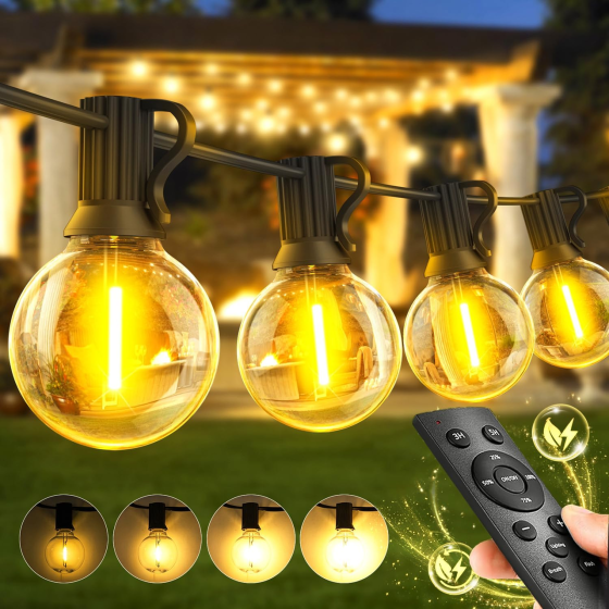 Вулична LED-гірлянда Warlisou 30 м, тепле біле світло, пульт ДК, 4 рівні яскравості, таймер, для саду та тераси Київ