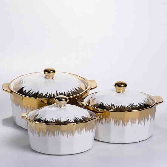 Фарфоровые супницы с крышками и ручками, 3 шт. Киев