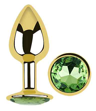 Анальная пробка с кристаллом EGZO - Gold Round Plug Green size S Sex Aura Киев