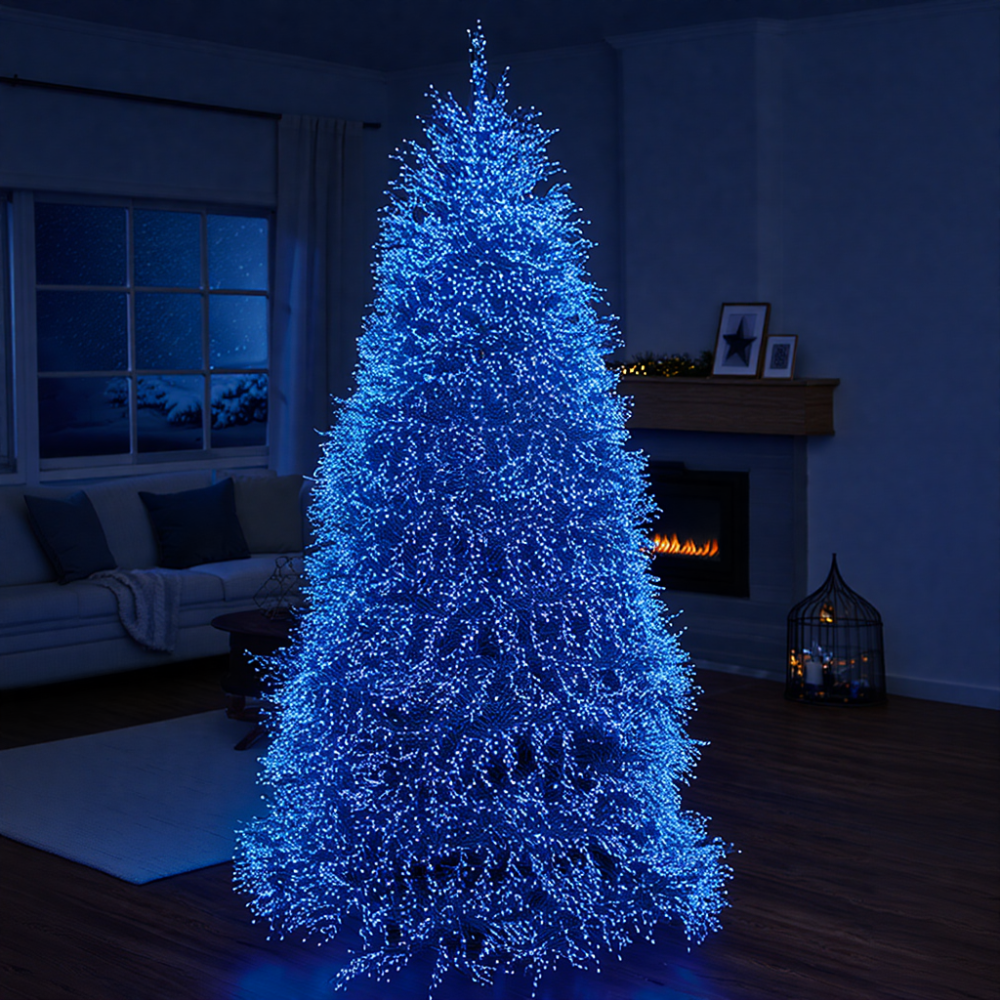 Новорічна гірлянда Хвойна лапа кімнатна роса 100 м 3000 LED зелений провід Синє сяйво D3000L100MGBL Київ - фото 1