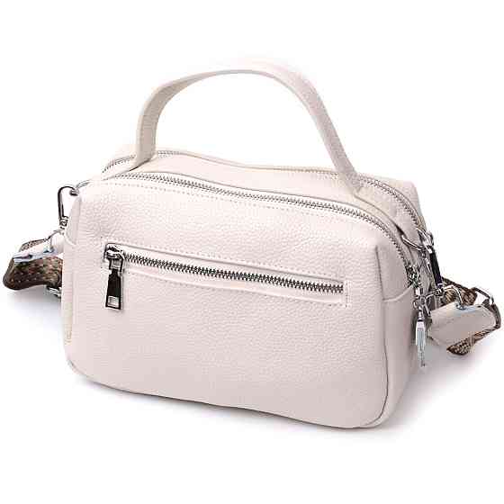 Жіноча прямокутна сумка на два відділення з натуральної шкіри Vintage 22344 Біла Київ