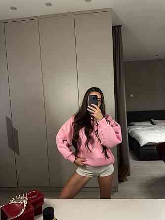 Женская повседневная теплая худи свободного кроя трехнитка на флисе ПИНЬЕ Розовый Одесса