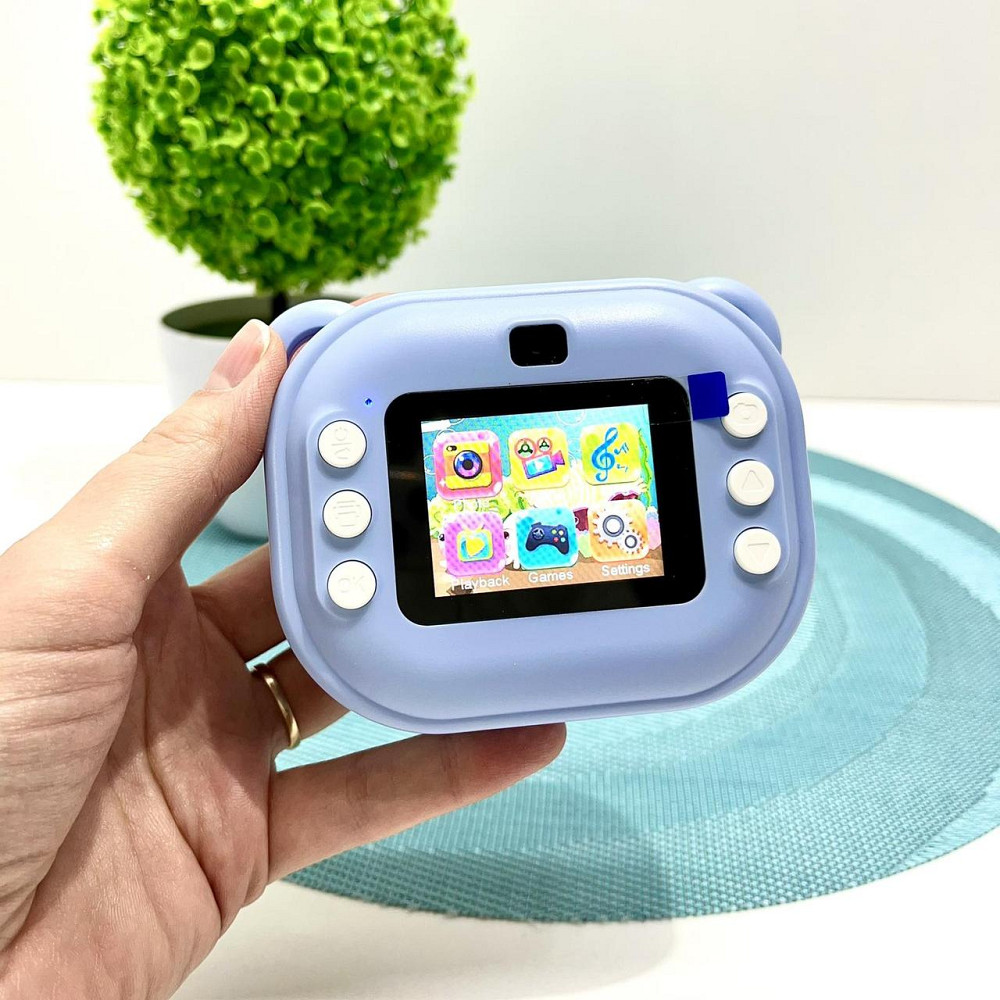 Фотоапарат-принтер фронтальна камера чб друк USB-кабель 2 рулони термопапір звук фото відео ігри SD роз'єм Блакитний (C 66631) Чернігів - фото 4